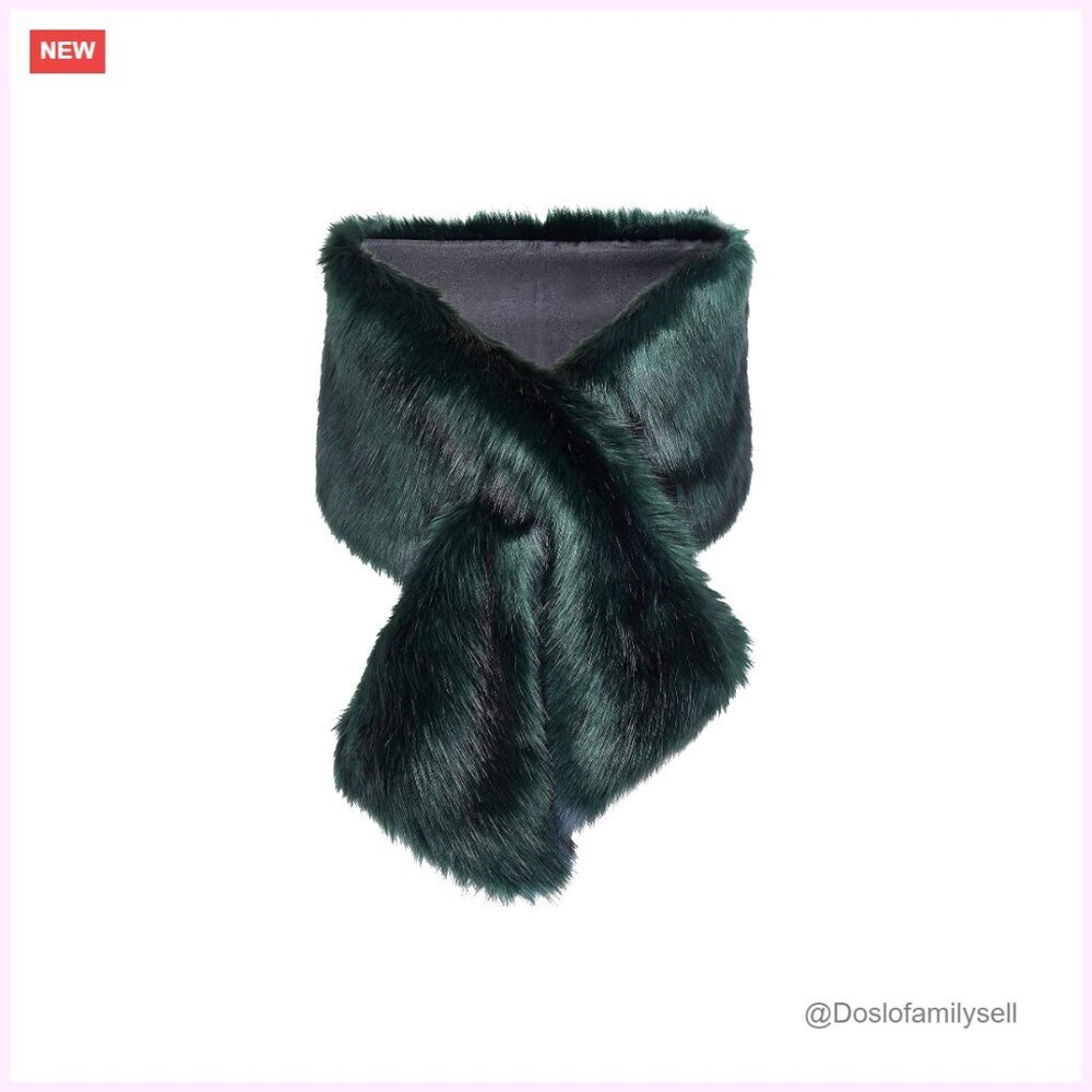 Faux Fur Shawl Wrap Scarf 65" Long Winter Evening Cape Accessory